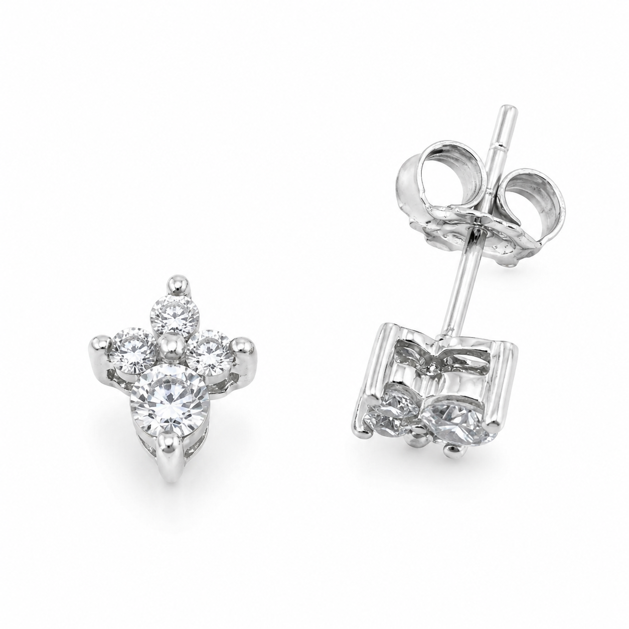 18CT WG 8/0.31ct GH DIA CROSS STUDS – 7X6 – 1.21g