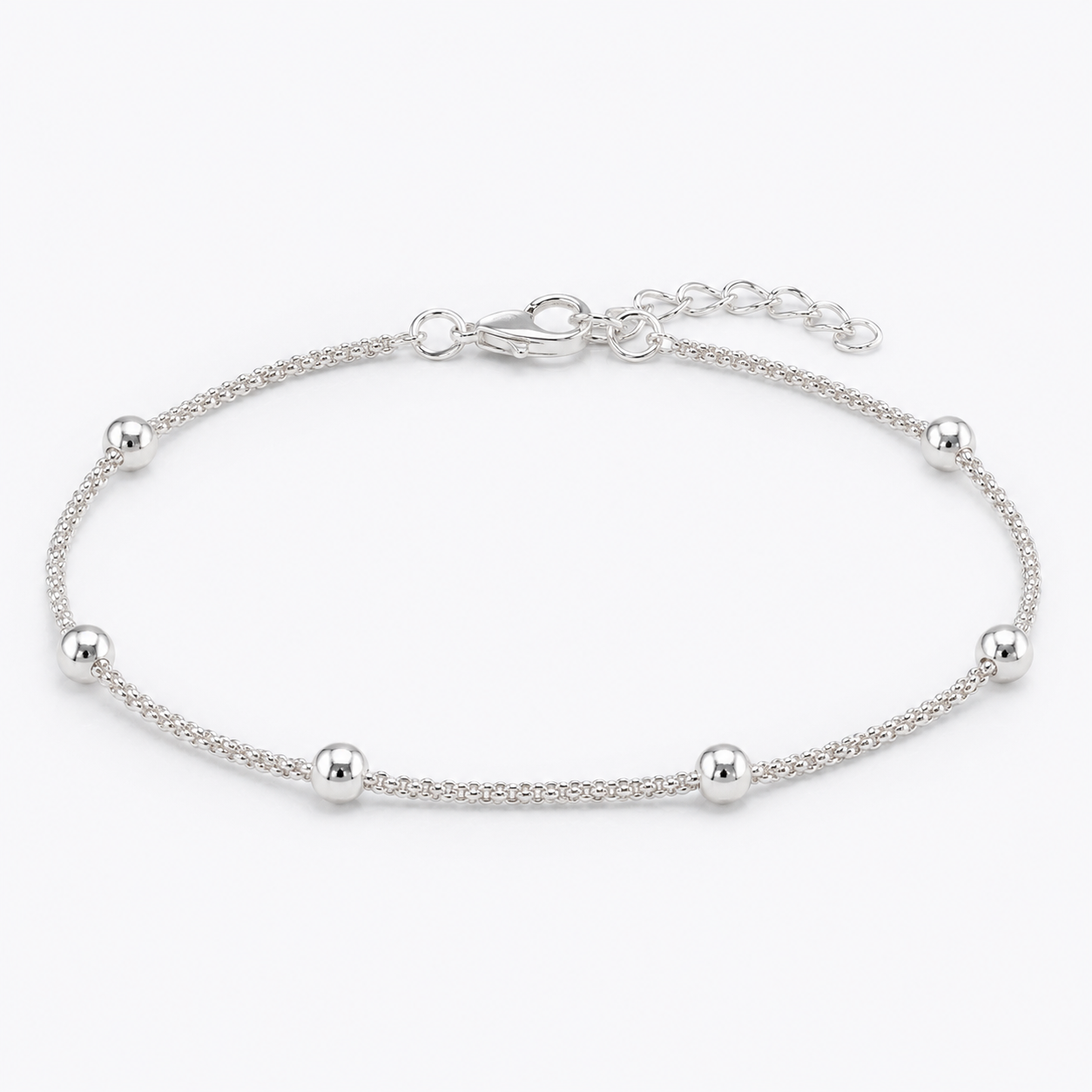 925 BALLS ON POPCORN BRACELET– 3MM