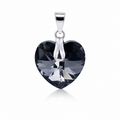 925 FACETED BLACK SWAROVSKI HEART – 23X14 – 1.5g