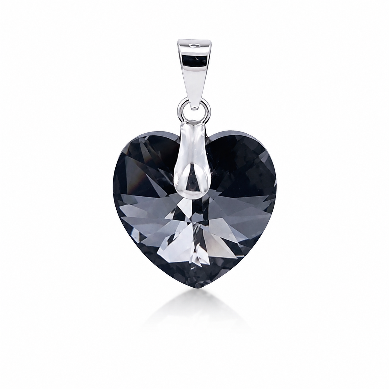 925 FACETED BLACK SWAROVSKI HEART – 23X14 – 1.5g