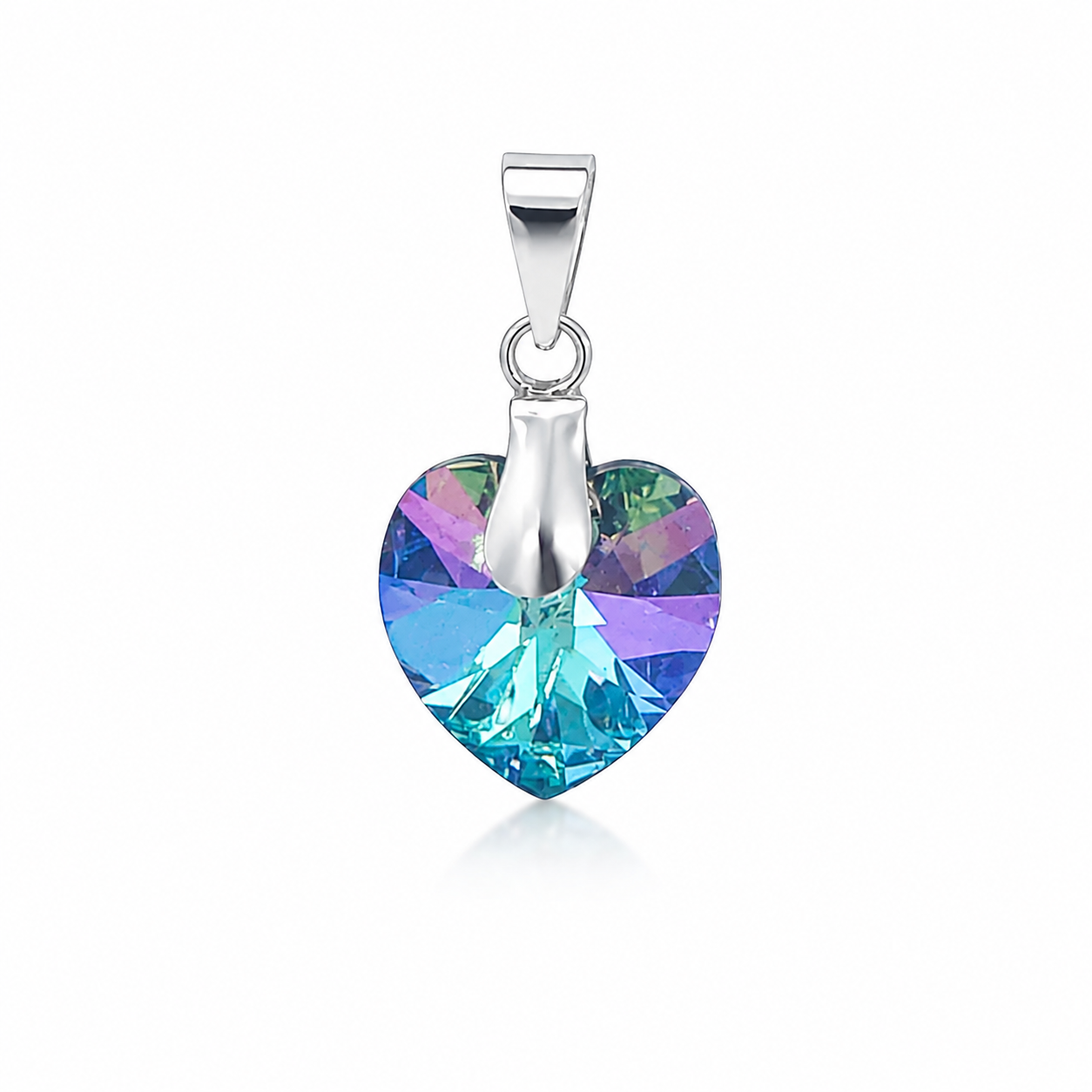 925 FACETED MYSTIC SWAROVSKI HEART – 20X10 – 0.76g
