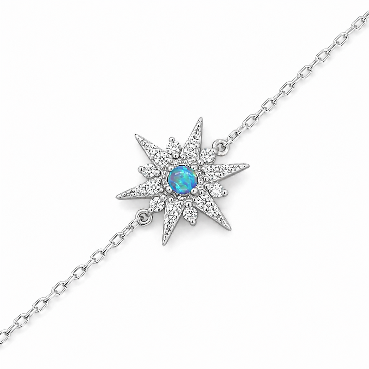 925 RG SYNTH BL OPAL+CZ BETHLEHEM STAR ANCHOR BRAC