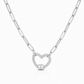 925 CZ OUTLINE HEART ON PAPERCLIP CHAIN – 9.9g