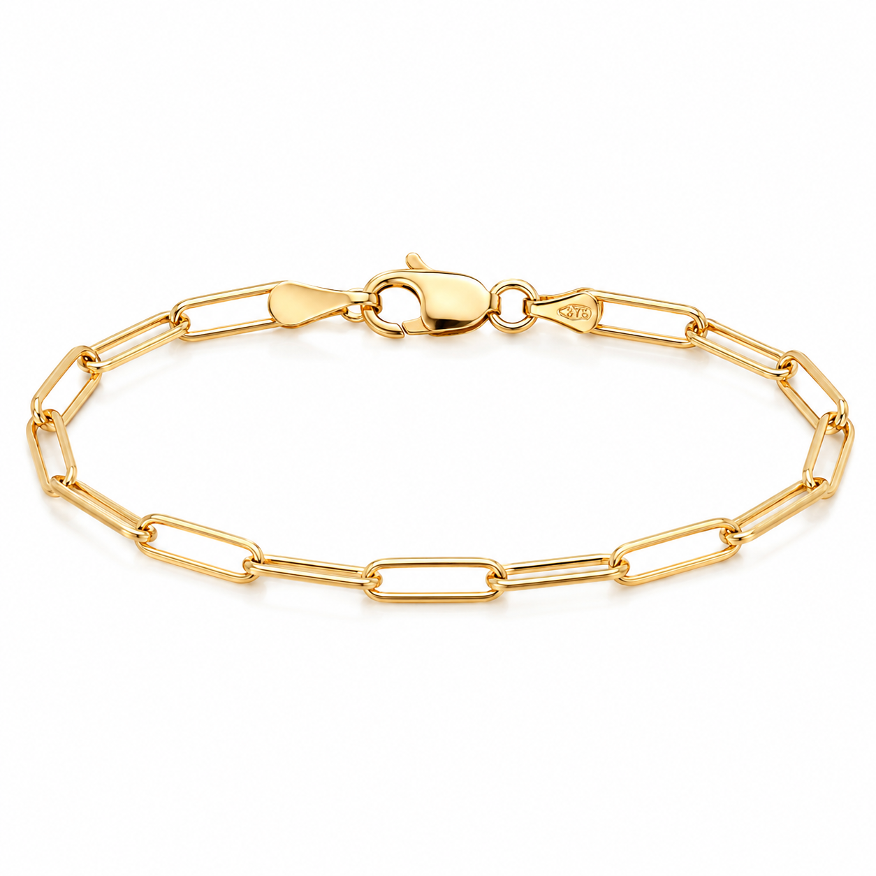9CT YG PAPERCLIP LINK BRACELET – 2MM