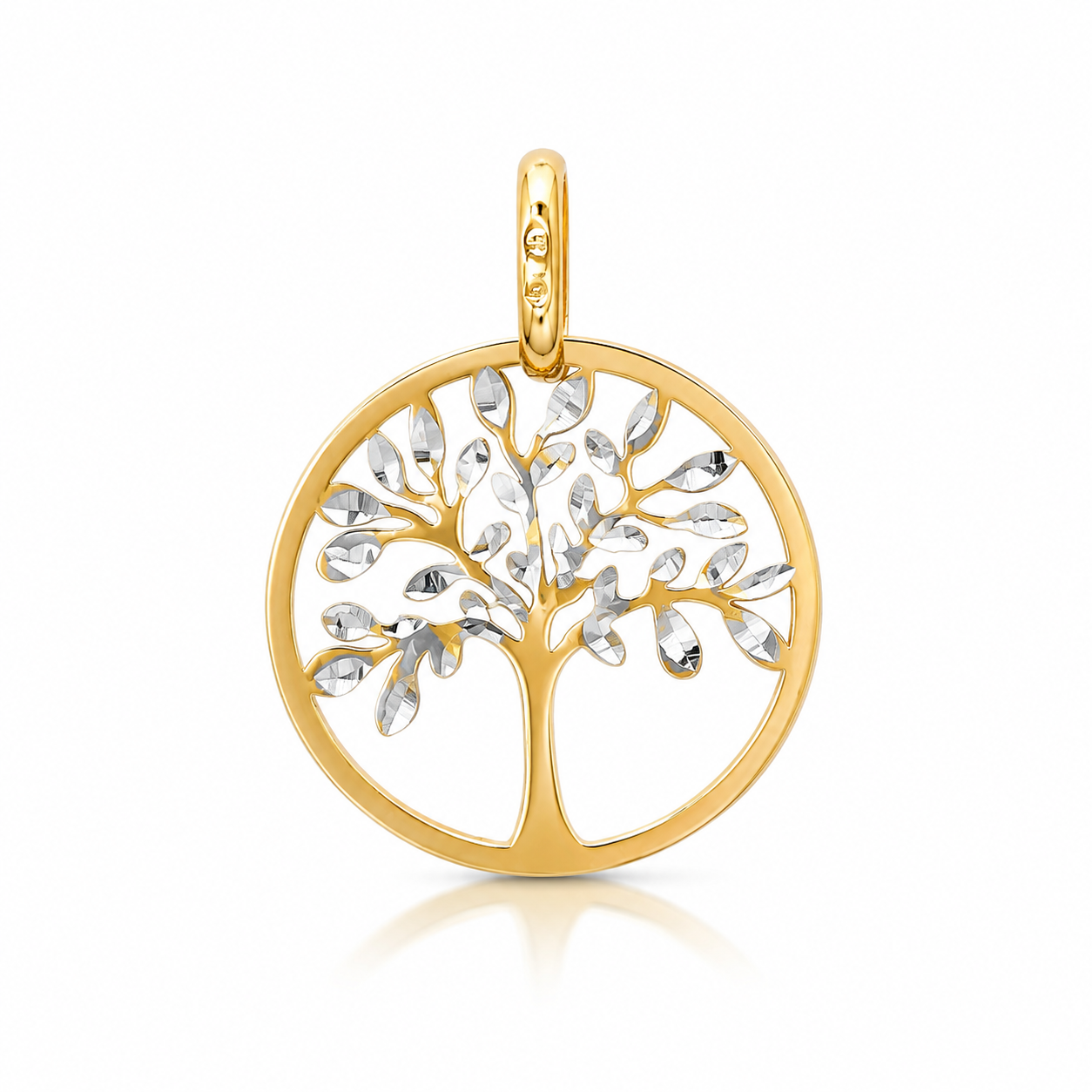 9CT Y+WG DIA CUT OPEN TREE OF LIFE PEND 15MM 0.5g