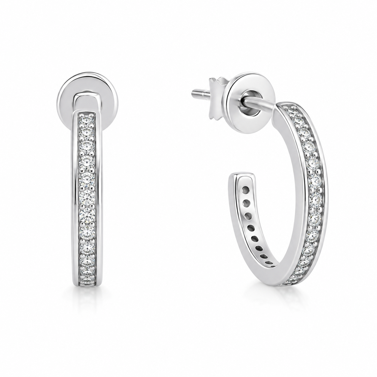 925 CZ PAVE CHANNEL SET C-HOOPS – 14X2 – 2.16g