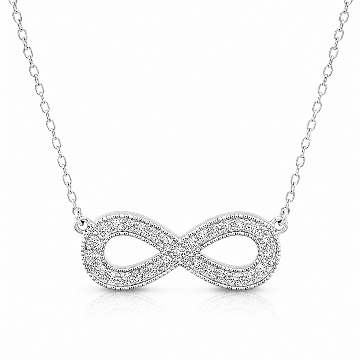 925 CZ PAVE MILLGRAIN INFINITY ANCHOR CHAIN – 20X7