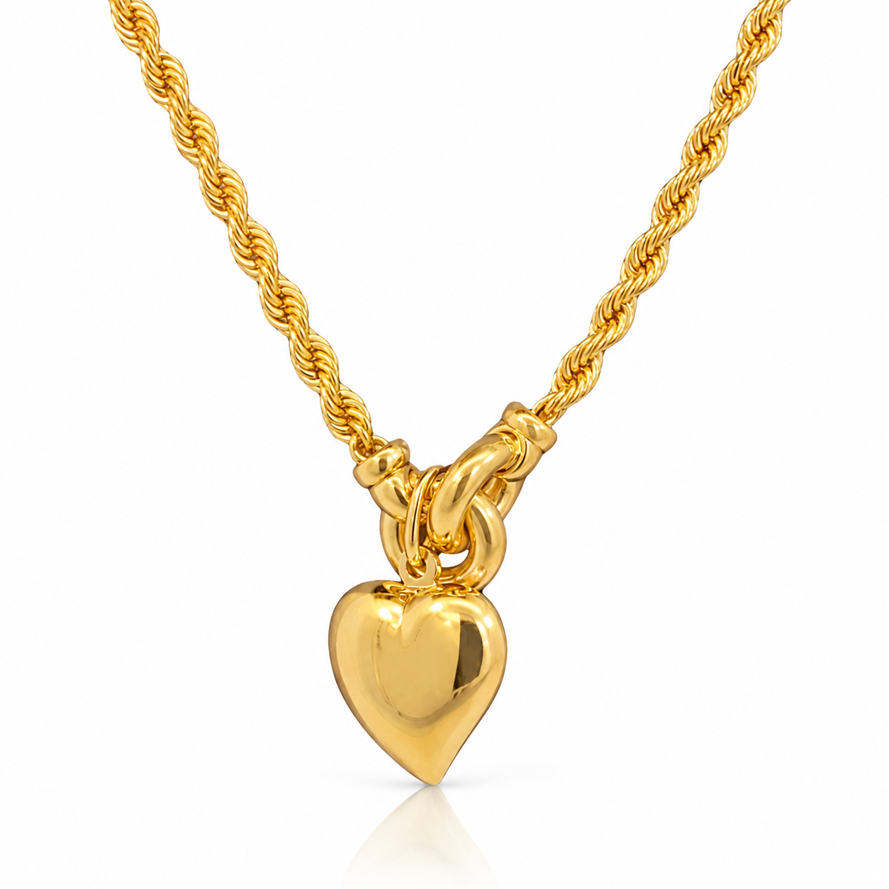 9CT YG HOL HEART ON ROPE CHAIN – 3.1MM – 45CM 7.4g