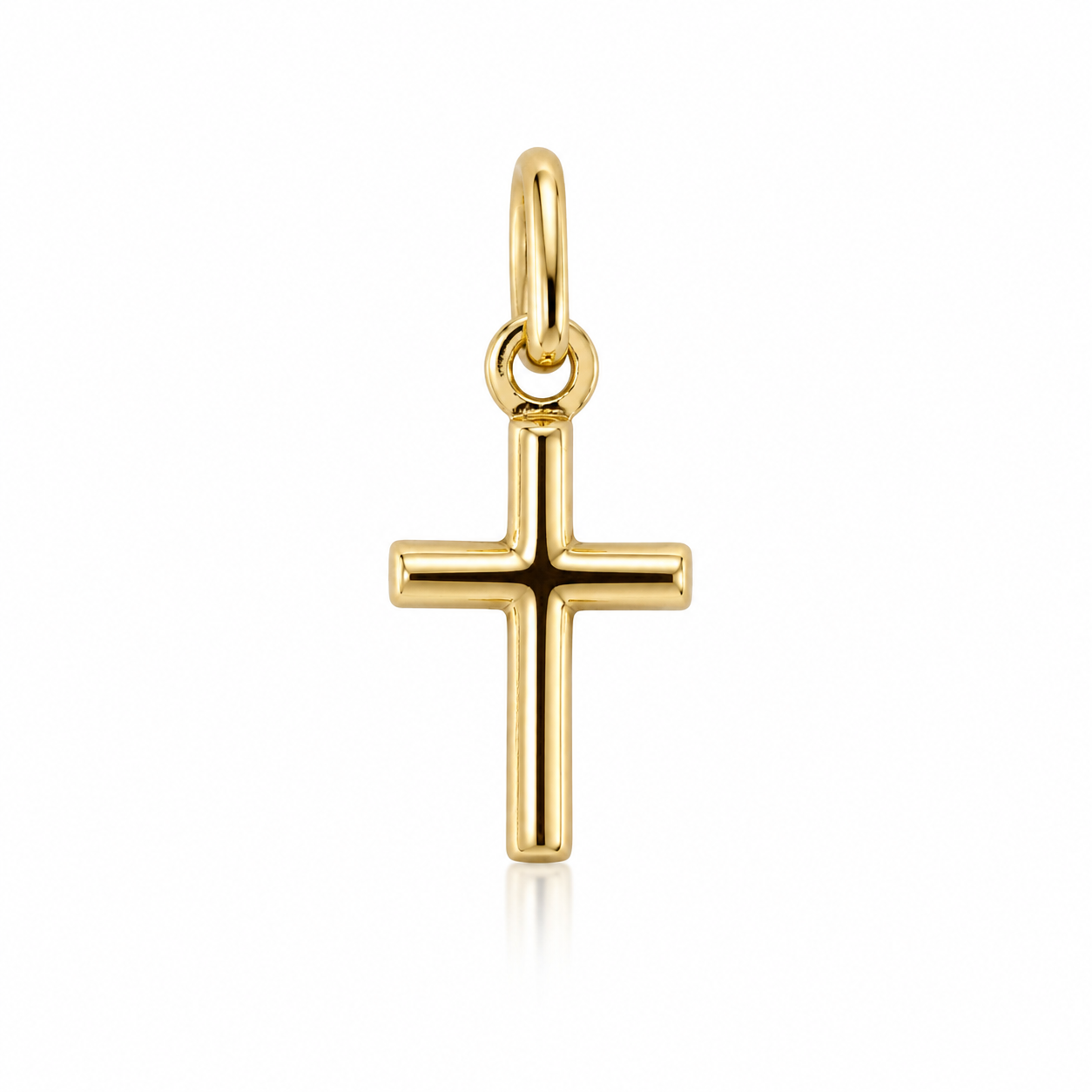 9CT YG PLAIN HOLLOW RND TUBE CROSS – 20X8 – 0.32g