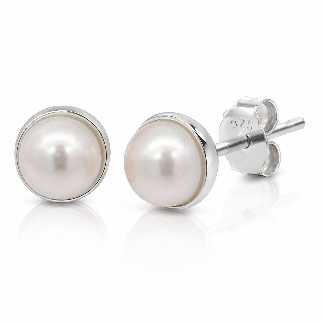 925 WHITE FW PEARL STUDS – 10MM – 1.7g